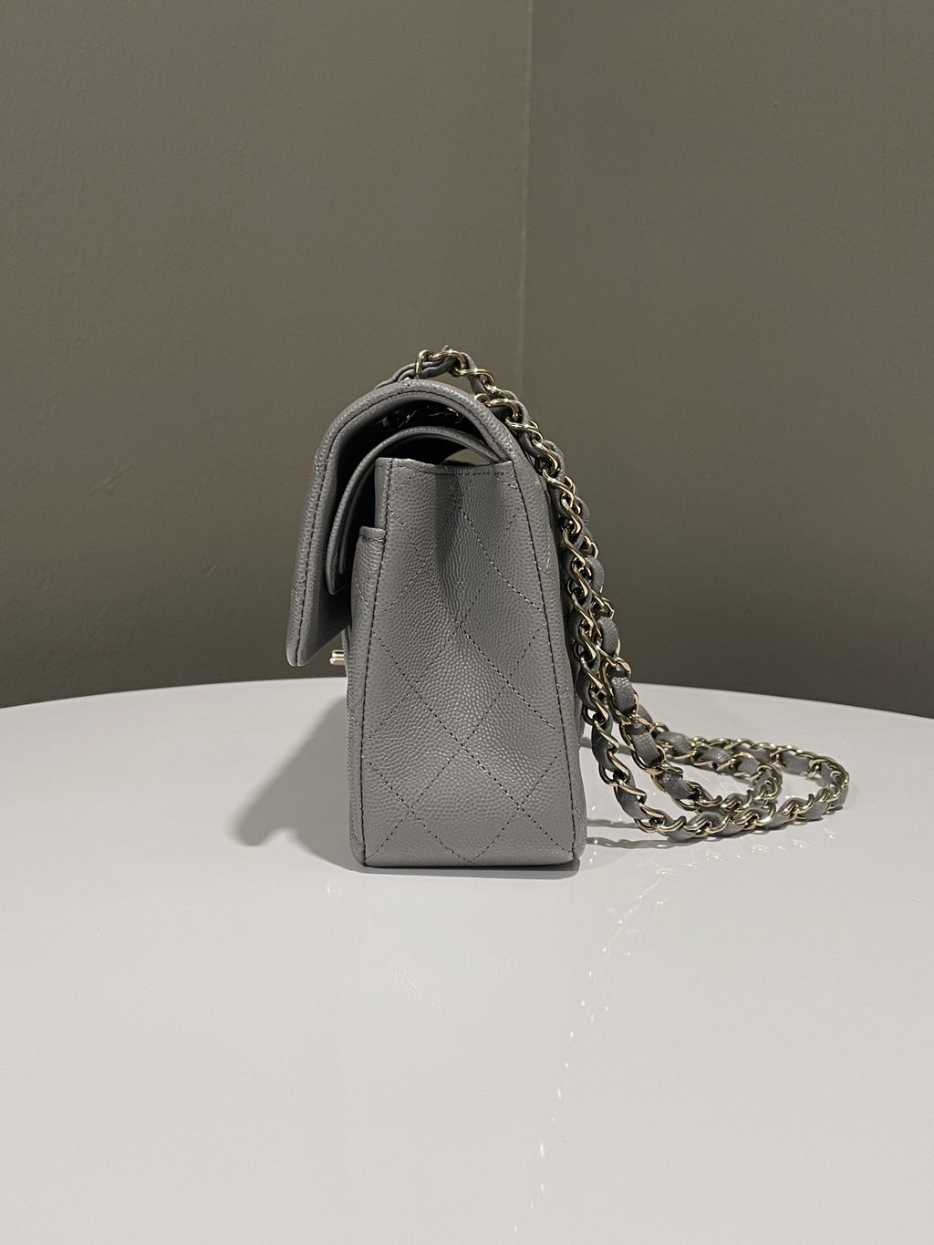 Chanel Classic Quilted Small Double Flap Grey Caviar