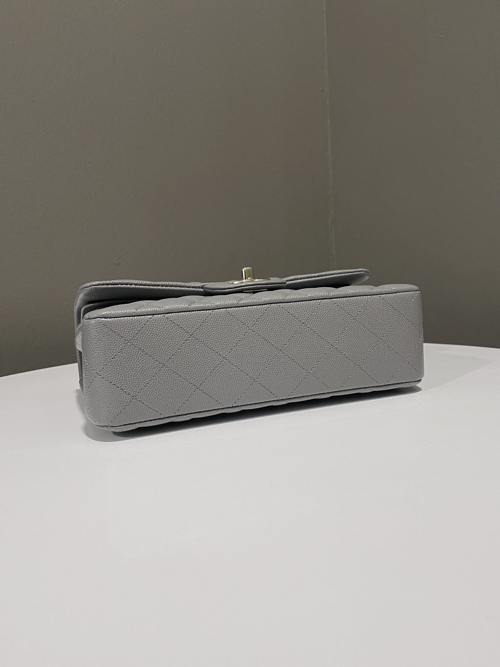 Chanel Classic Quilted Small Double Flap Grey Caviar