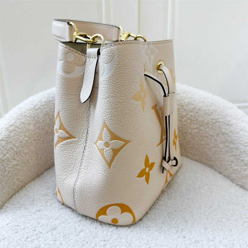 LV Neonoe BB Bucket Bag in By The Pool Gradient Cream / Saffron Empreinte Leather