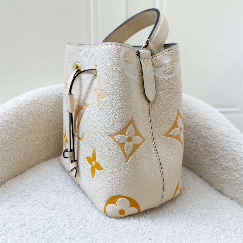 LV Neonoe BB Bucket Bag in By The Pool Gradient Cream / Saffron Empreinte Leather