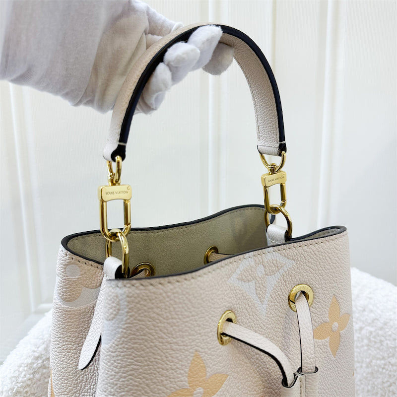 LV Neonoe BB Bucket Bag in By The Pool Gradient Cream / Saffron Empreinte Leather