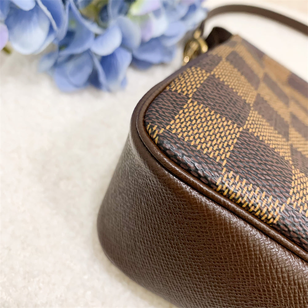 LV Mini Bag / Pochette in Damier Ebene Canvas GHW