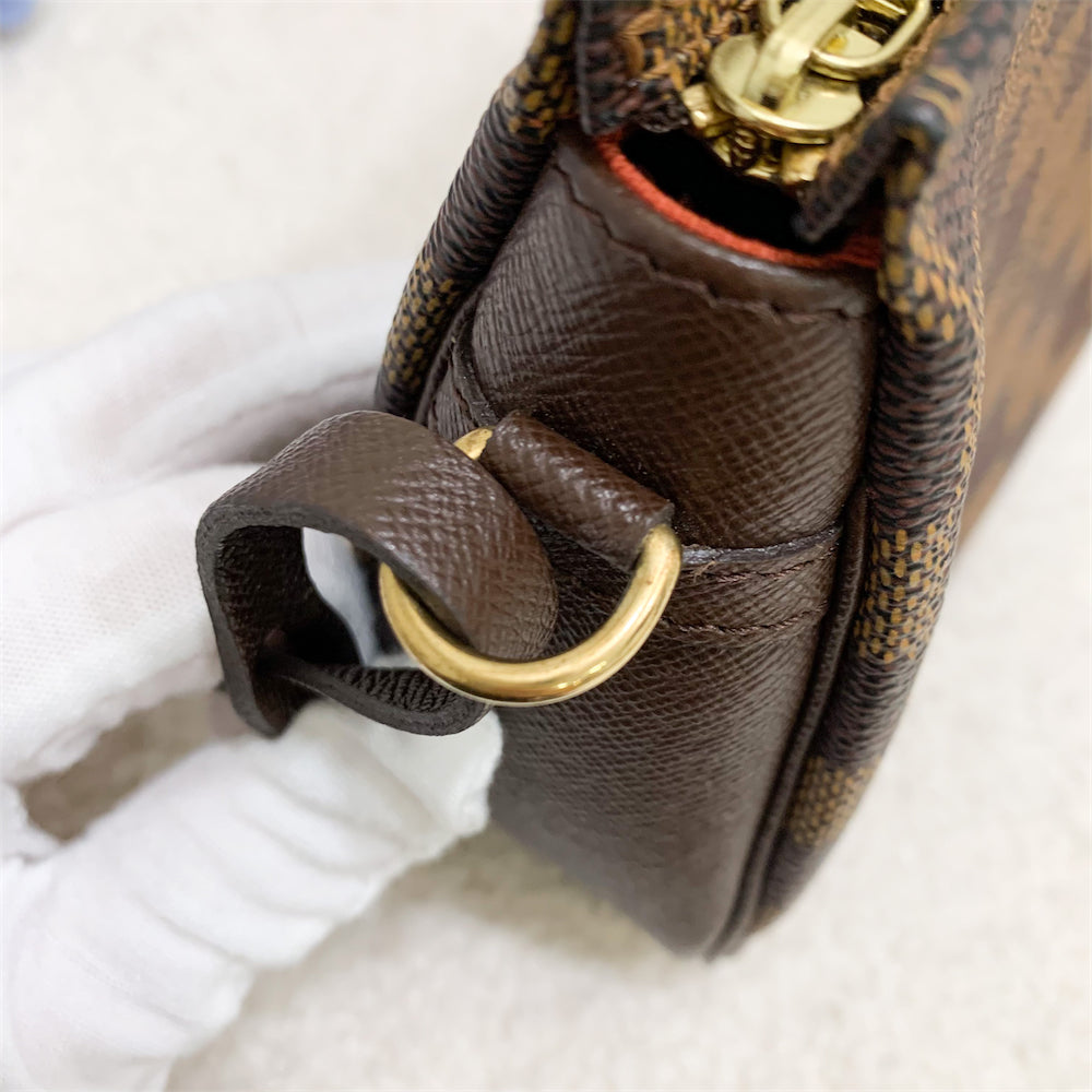 LV Mini Bag / Pochette in Damier Ebene Canvas GHW