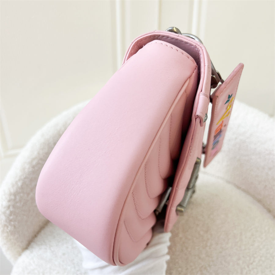 LV Wave Chain Flap Bag in Pink Calfskin GHW