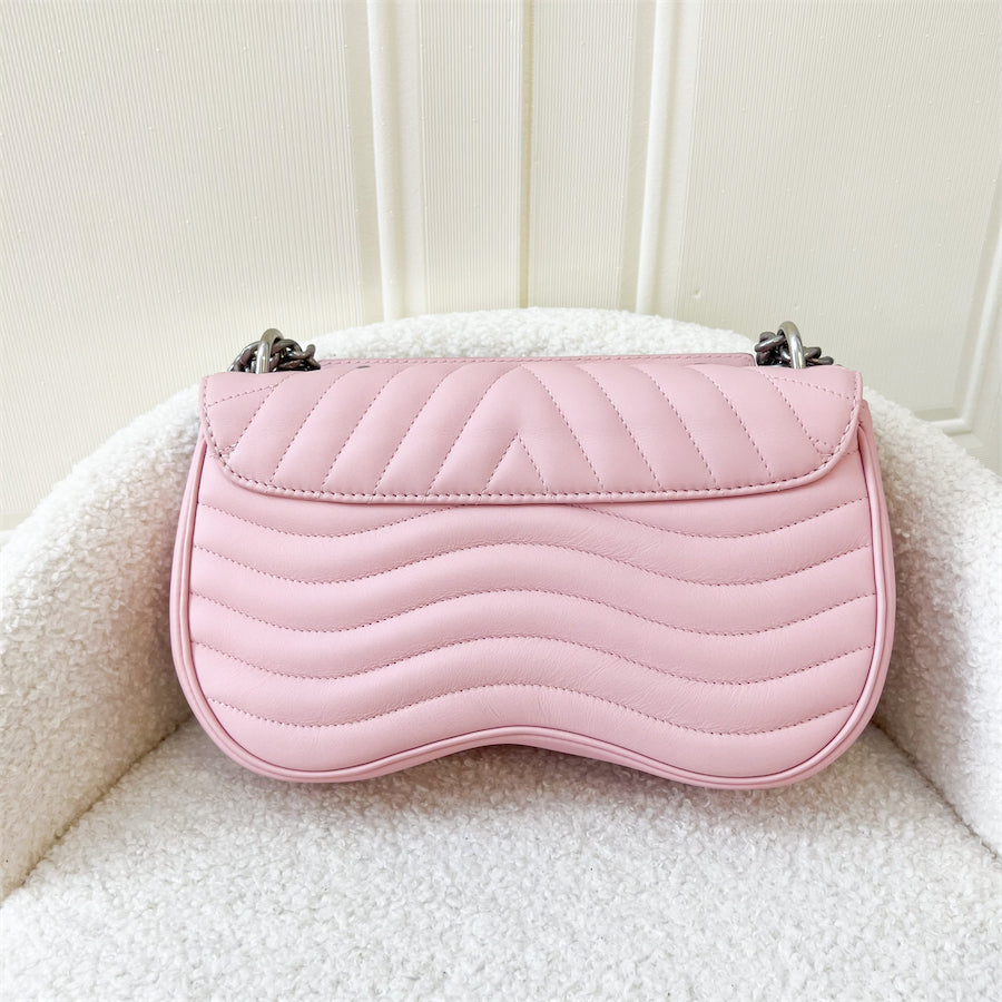 LV Wave Chain Flap Bag in Pink Calfskin GHW
