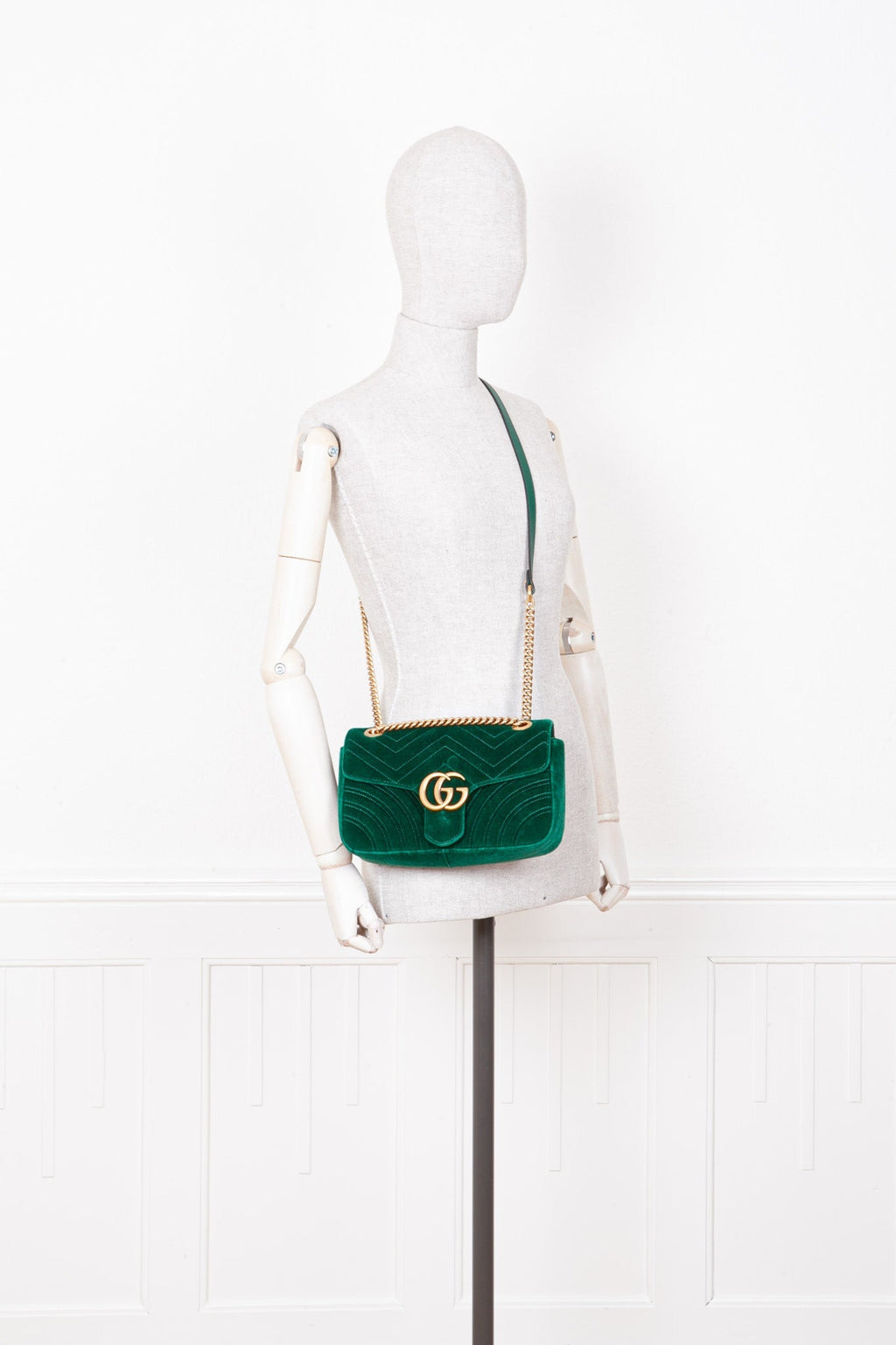GUCCI GG Marmont Bag Green Velvet Small