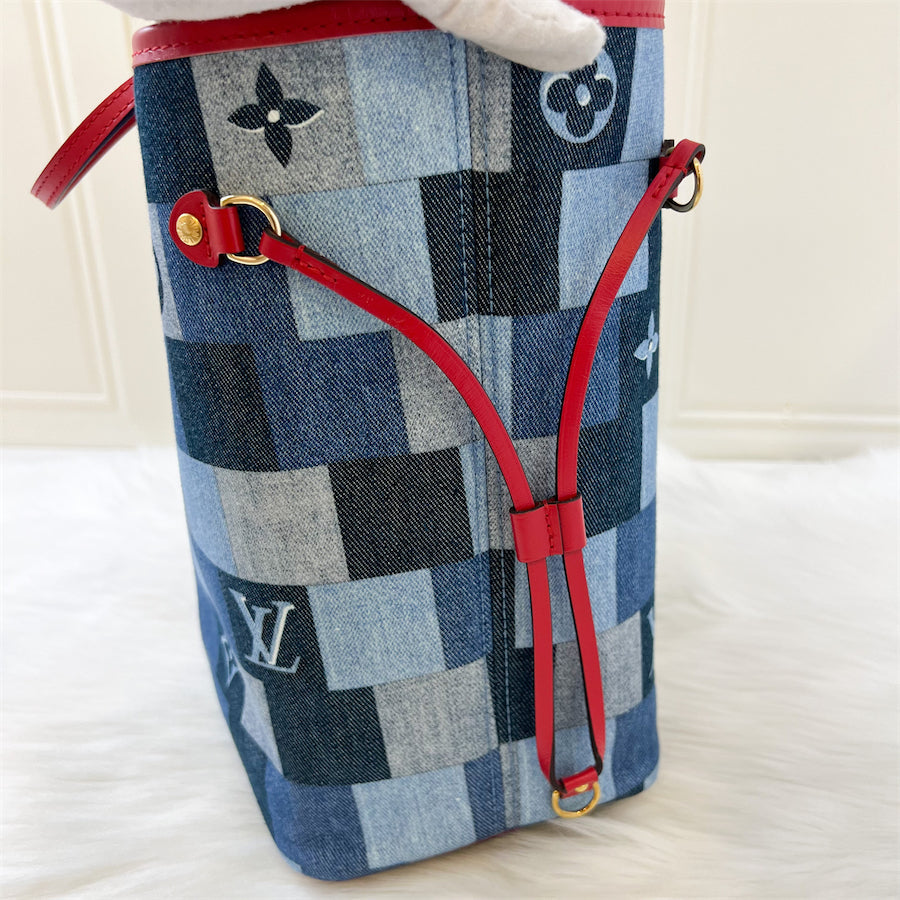 LV Neverfull MM in Denim Patchwork without Attached Pouch