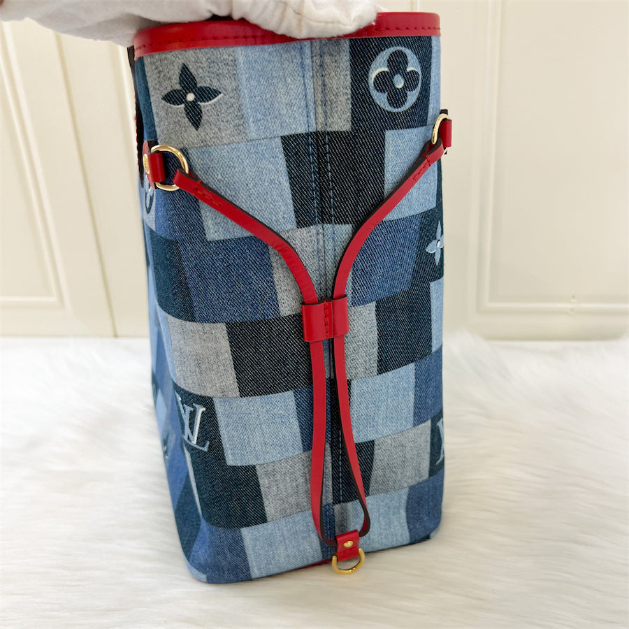 LV Neverfull MM in Denim Patchwork without Attached Pouch