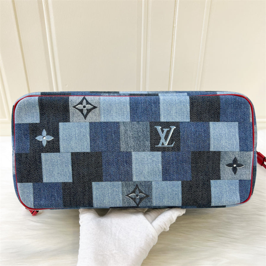 LV Neverfull MM in Denim Patchwork without Attached Pouch