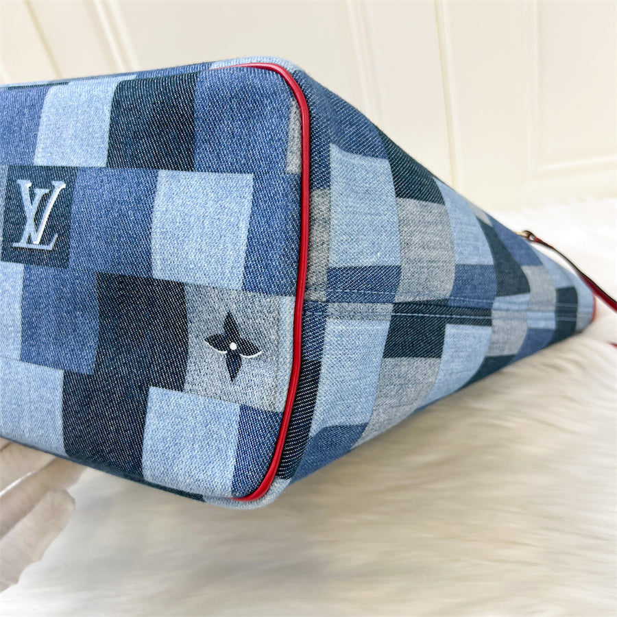 LV Neverfull MM in Denim Patchwork without Attached Pouch