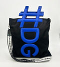 Dolce and Gabbana Black Nylon Blue Leather Hashtag Tote