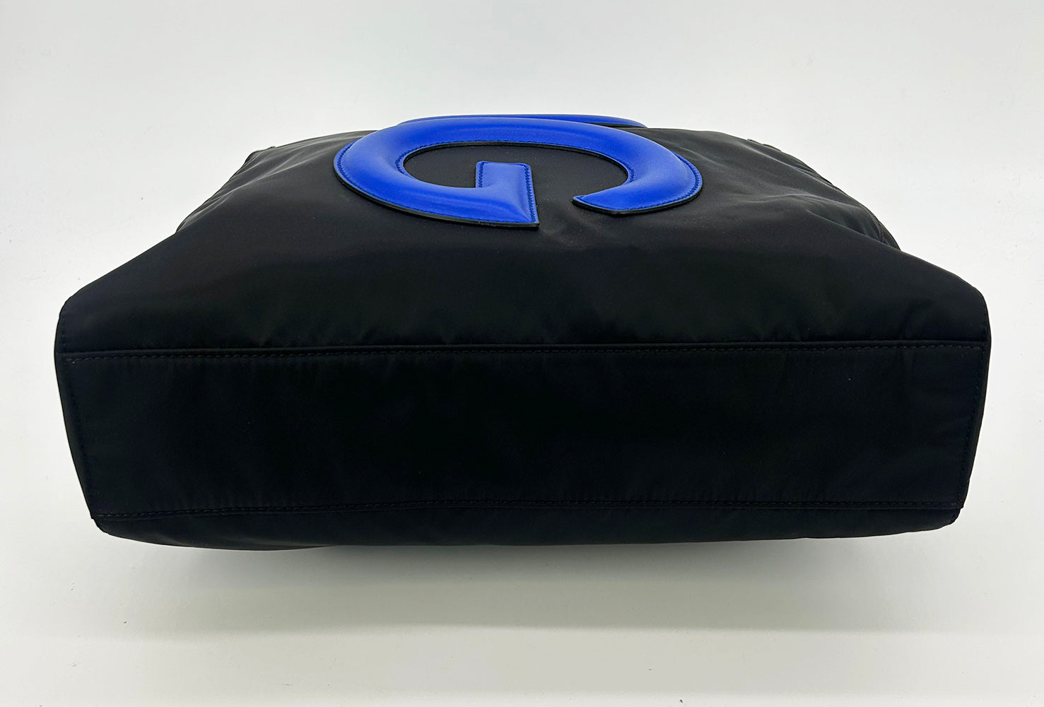 Dolce and Gabbana Black Nylon Blue Leather Hashtag Tote