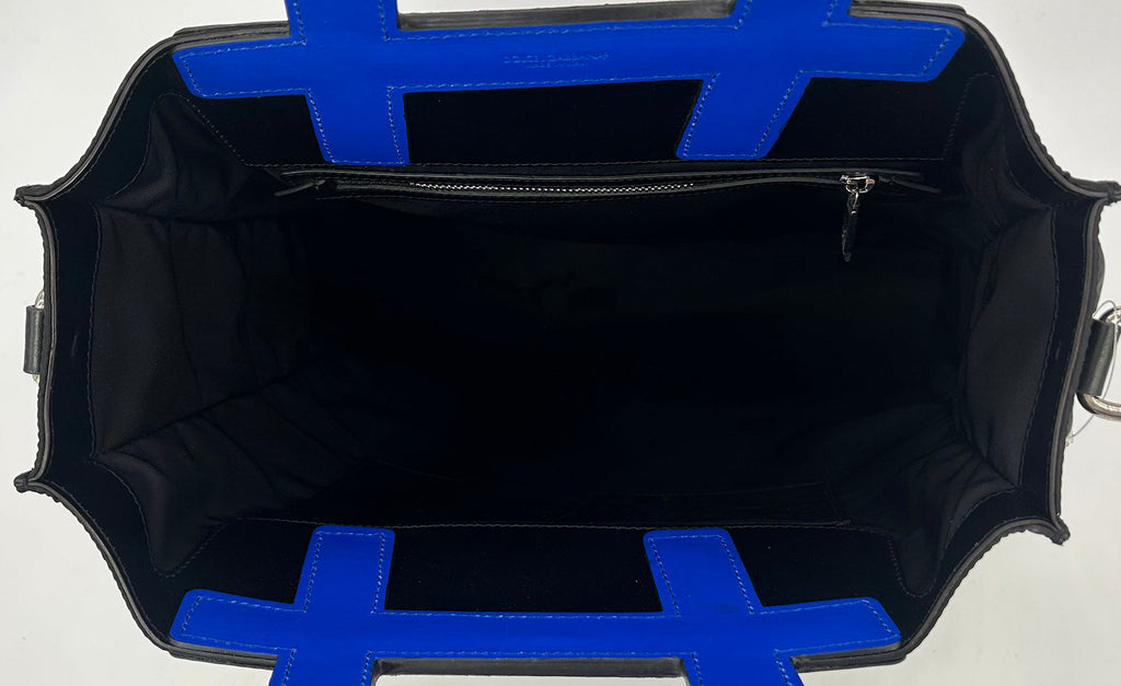 Dolce and Gabbana Black Nylon Blue Leather Hashtag Tote