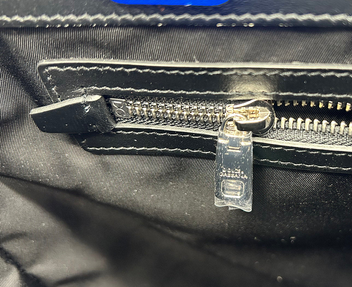 Dolce and Gabbana Black Nylon Blue Leather Hashtag Tote