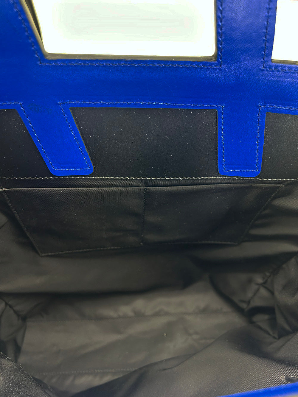 Dolce and Gabbana Black Nylon Blue Leather Hashtag Tote
