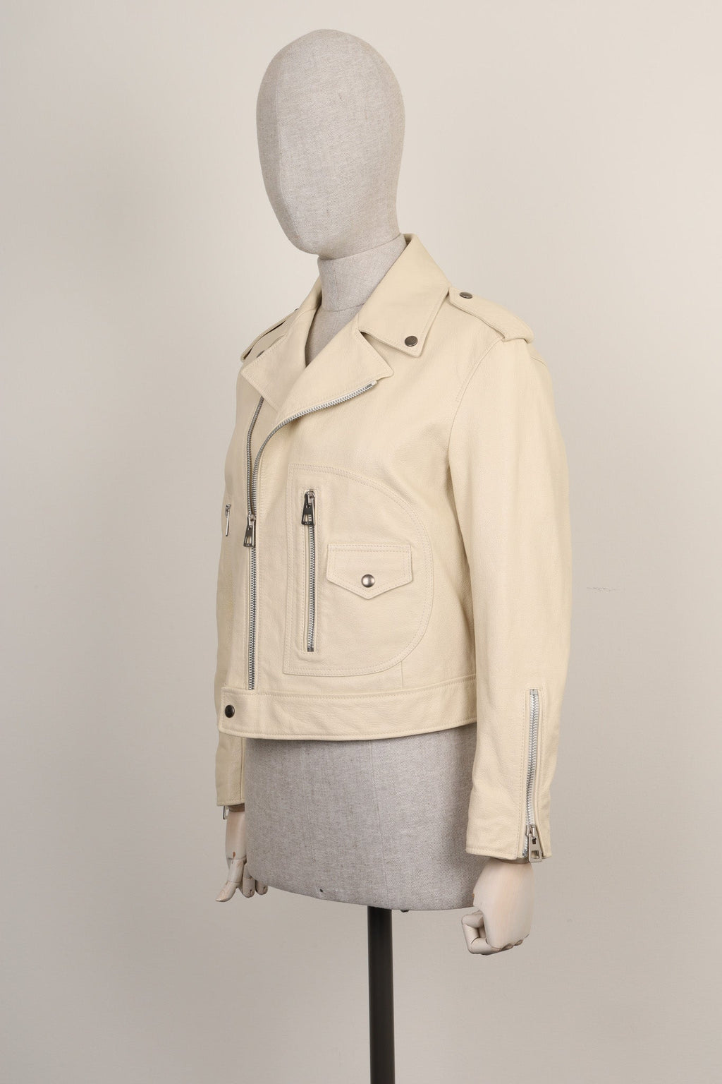 CHRISTIAN DIOR Leather Jacket Printed Back Créme