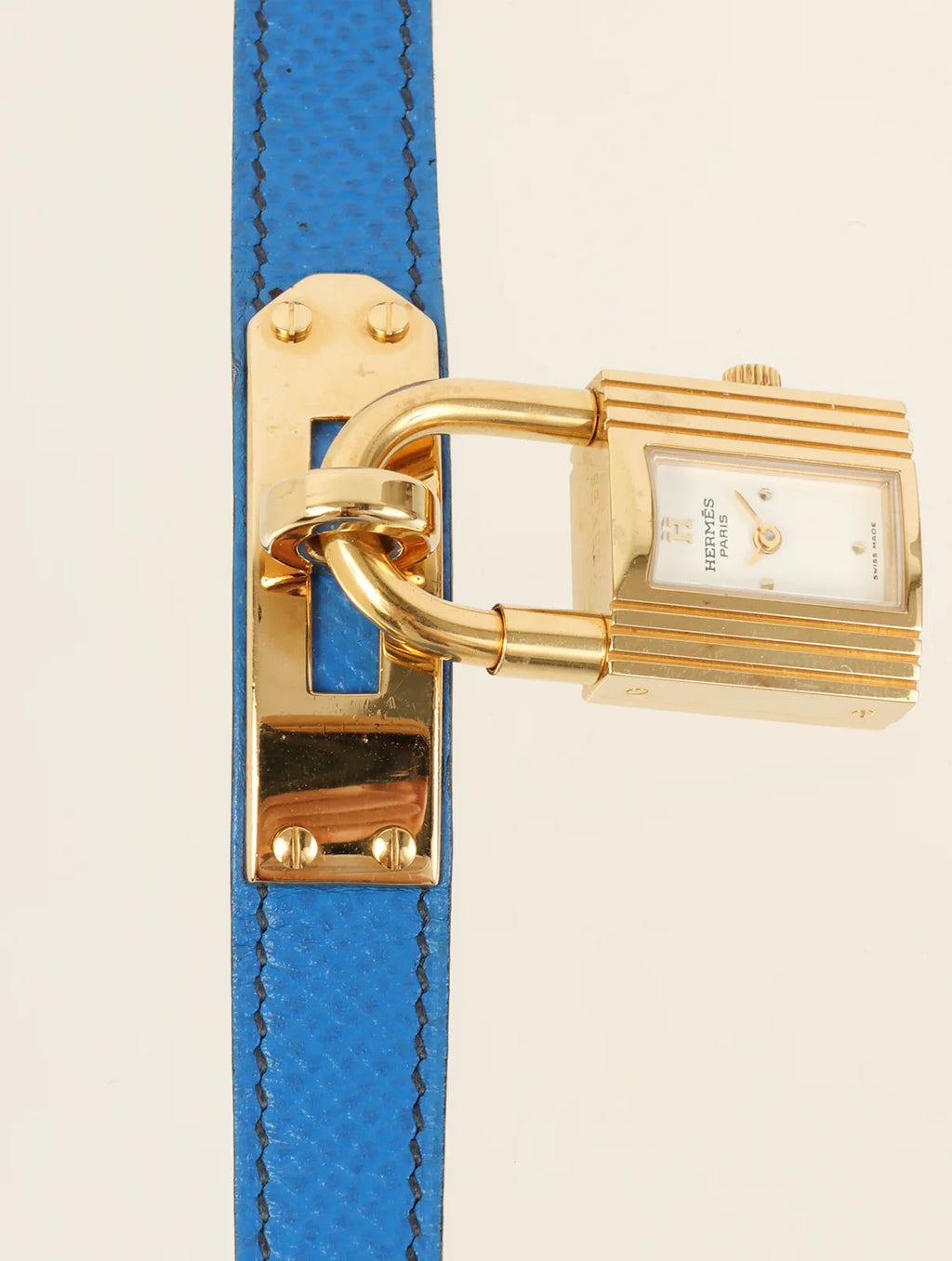 HERMES 1995 Made Kelly Watch Gold/Blue