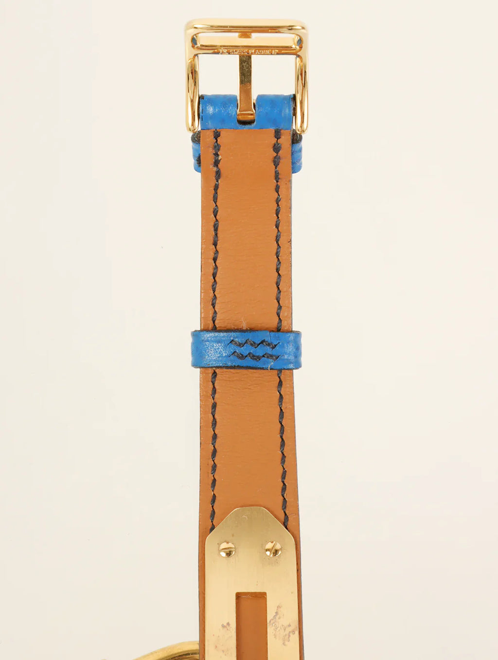 HERMES 1995 Made Kelly Watch Gold/Blue