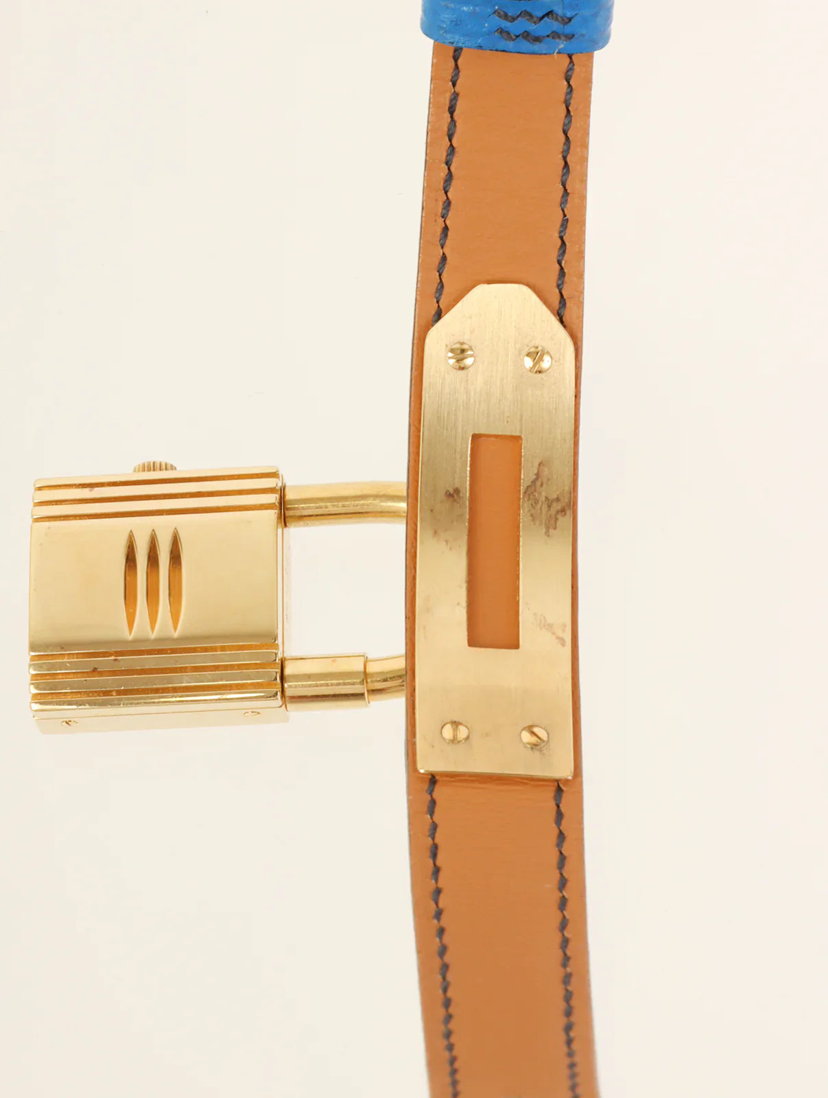 HERMES 1995 Made Kelly Watch Gold/Blue