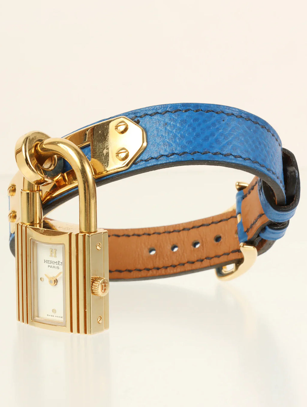 HERMES 1995 Made Kelly Watch Gold/Blue