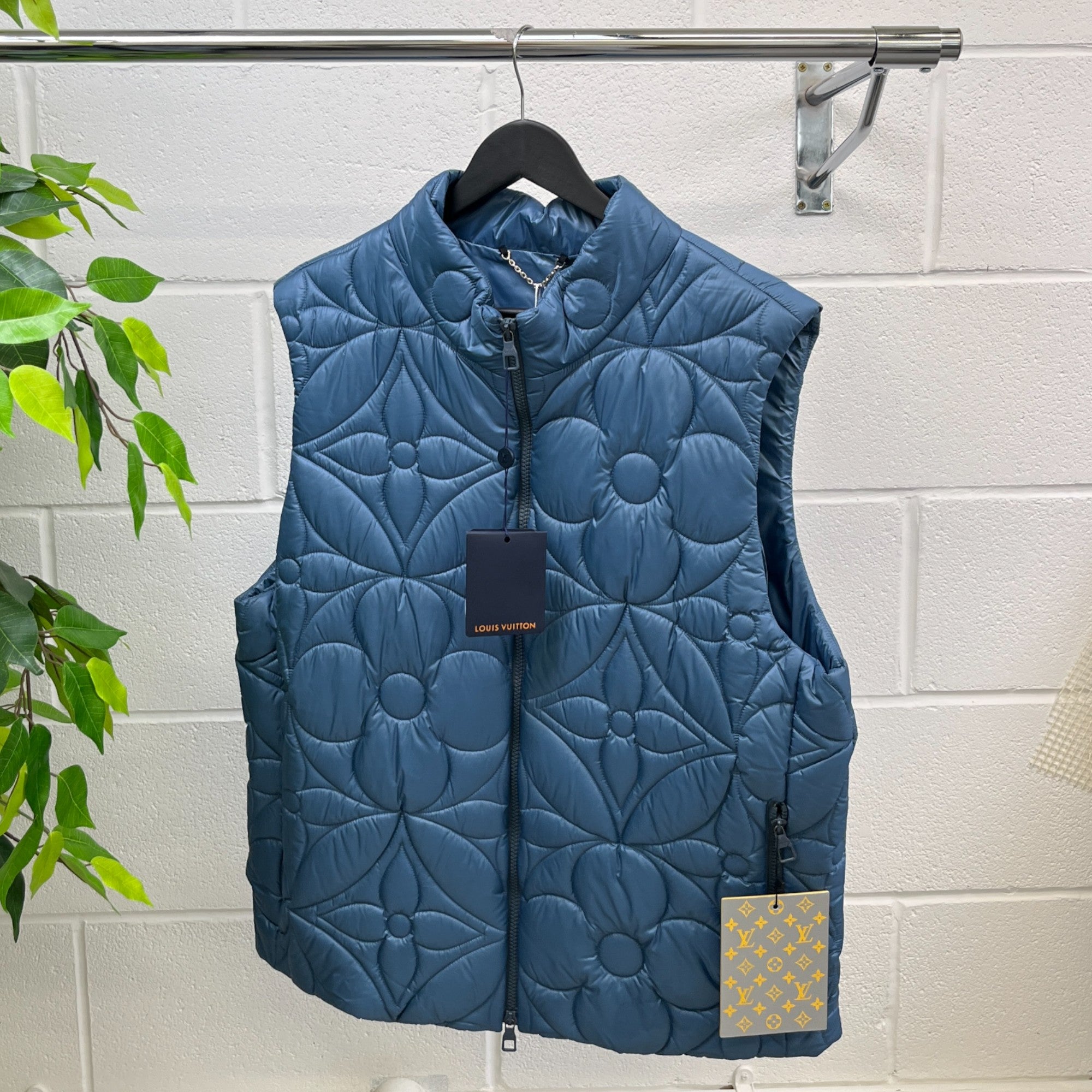 Men's Lvse Padded Monogram Gilet Blue Size IT 56 / XXXL