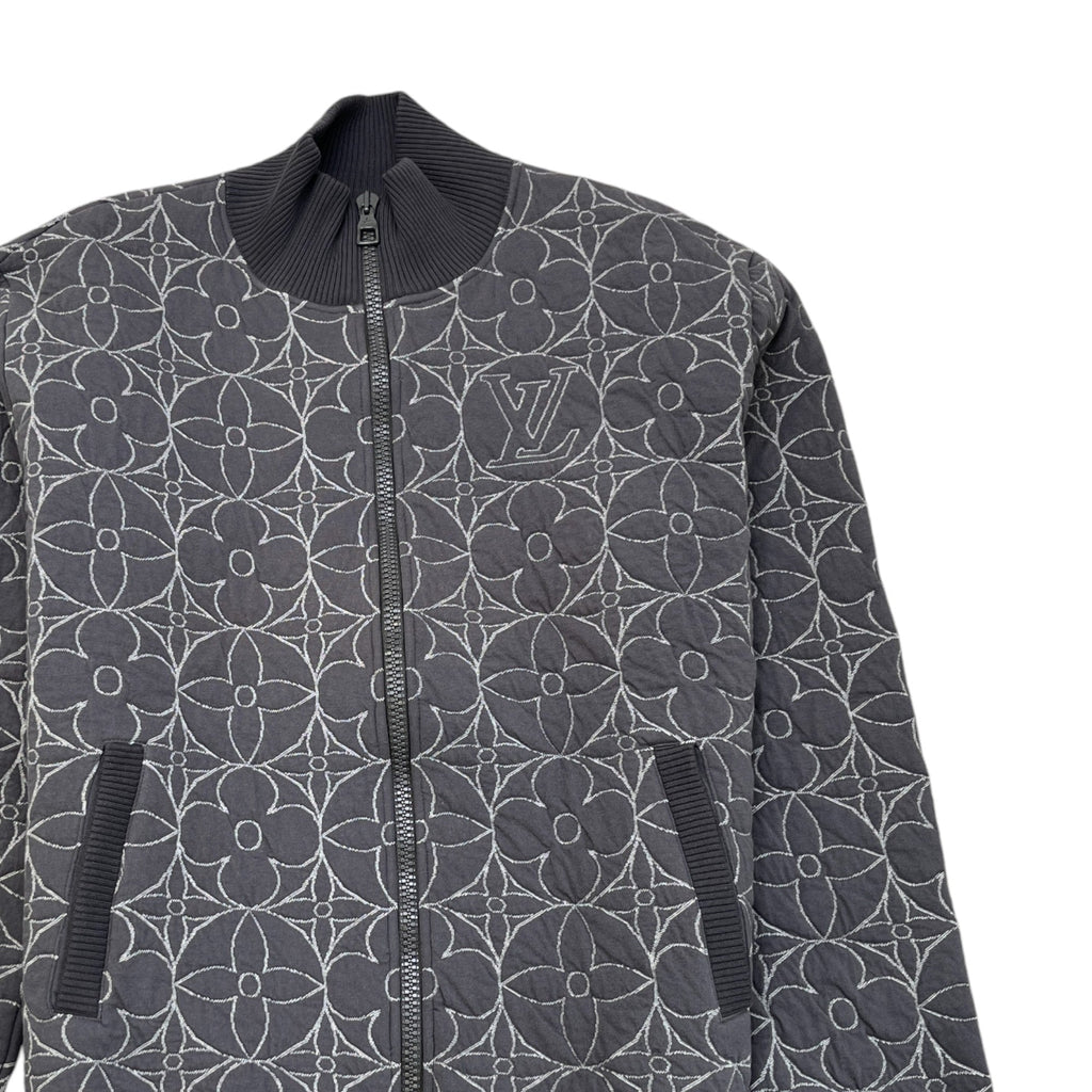 Men's Zip Through Monogram Flower Jacket Grey Size IT 54 / XXL