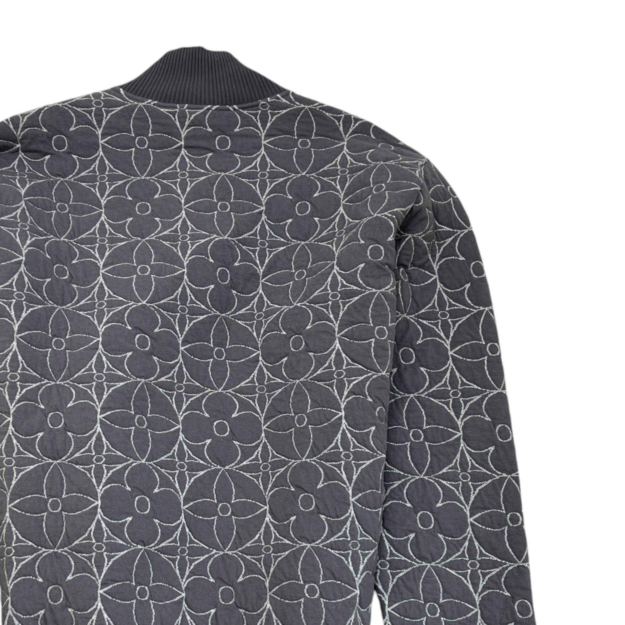 Men's Zip Through Monogram Flower Jacket Grey Size IT 54 / XXL