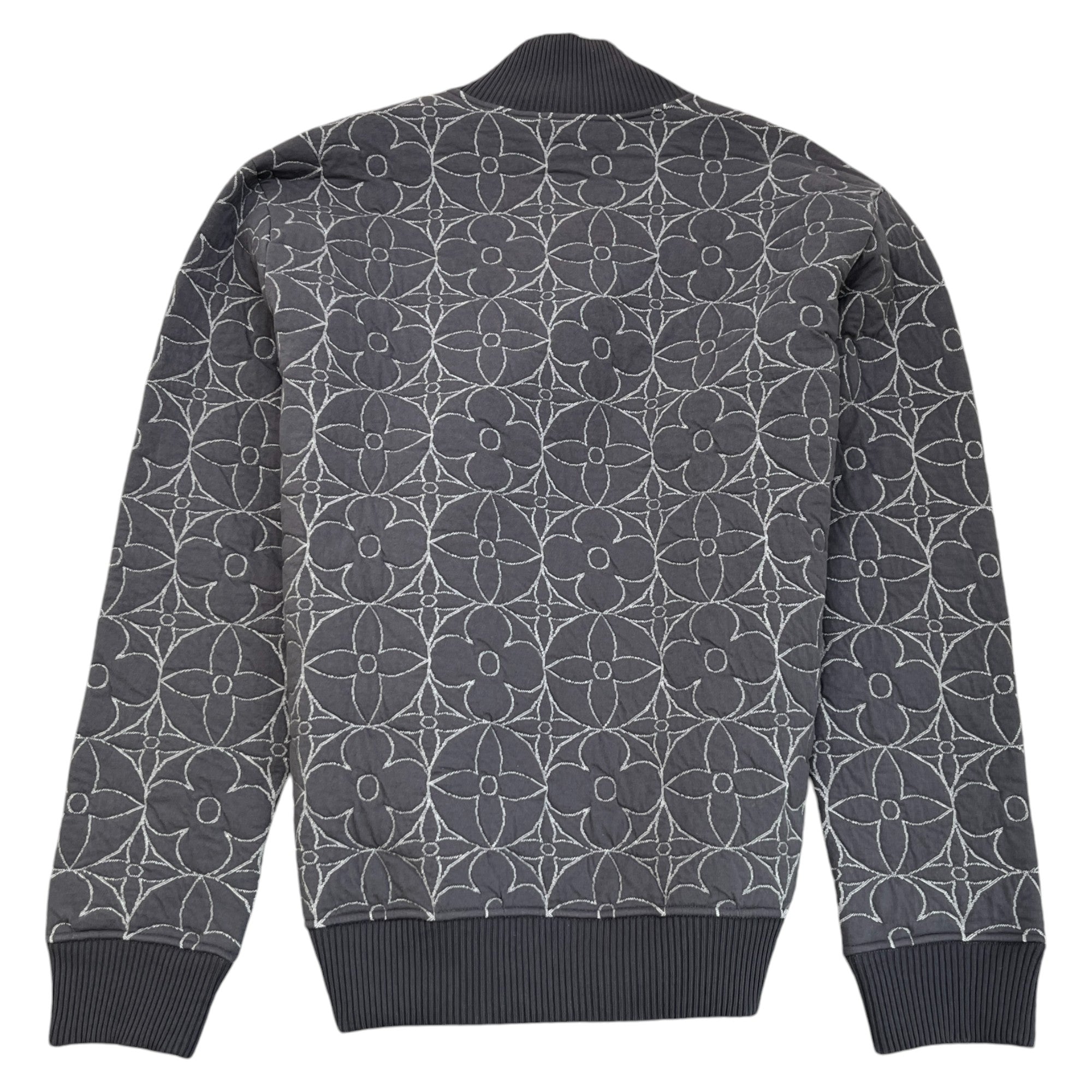 Men's Zip Through Monogram Flower Jacket Grey Size IT 54 / XXL