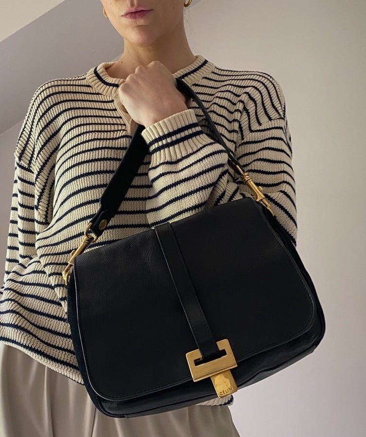 CÃƒÆ’Ã‚Â©line leather and suede crossbody