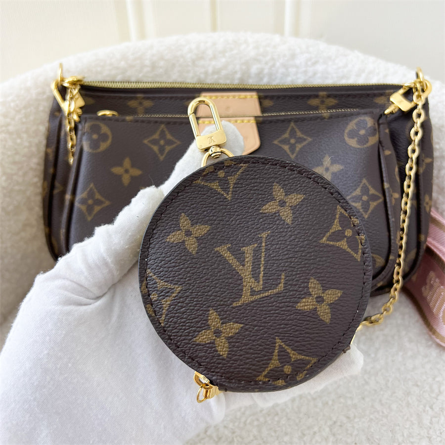 LV Multi Pochette Accessoires MPA in Monogram Canvas, Pink Strap and GHW