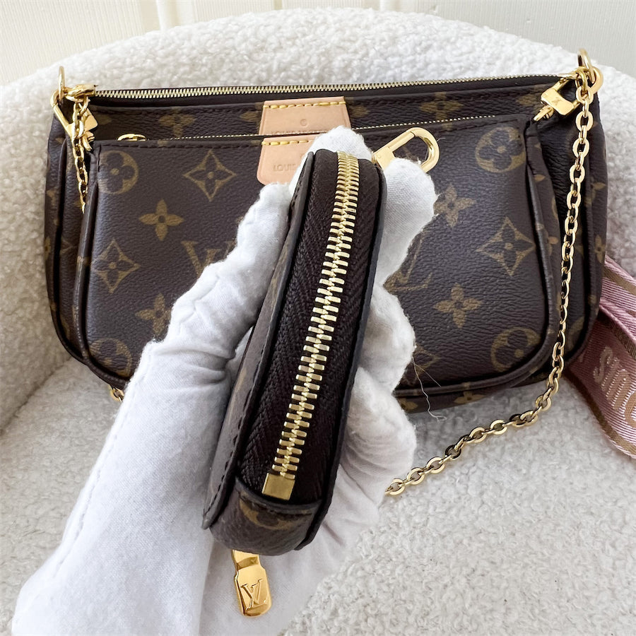 LV Multi Pochette Accessoires MPA in Monogram Canvas, Pink Strap and GHW