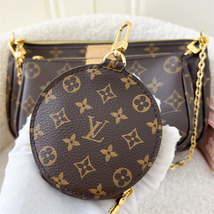 LV Multi Pochette Accessoires MPA in Monogram Canvas, Pink Strap and GHW