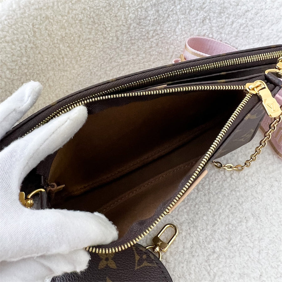 LV Multi Pochette Accessoires MPA in Monogram Canvas, Pink Strap and GHW