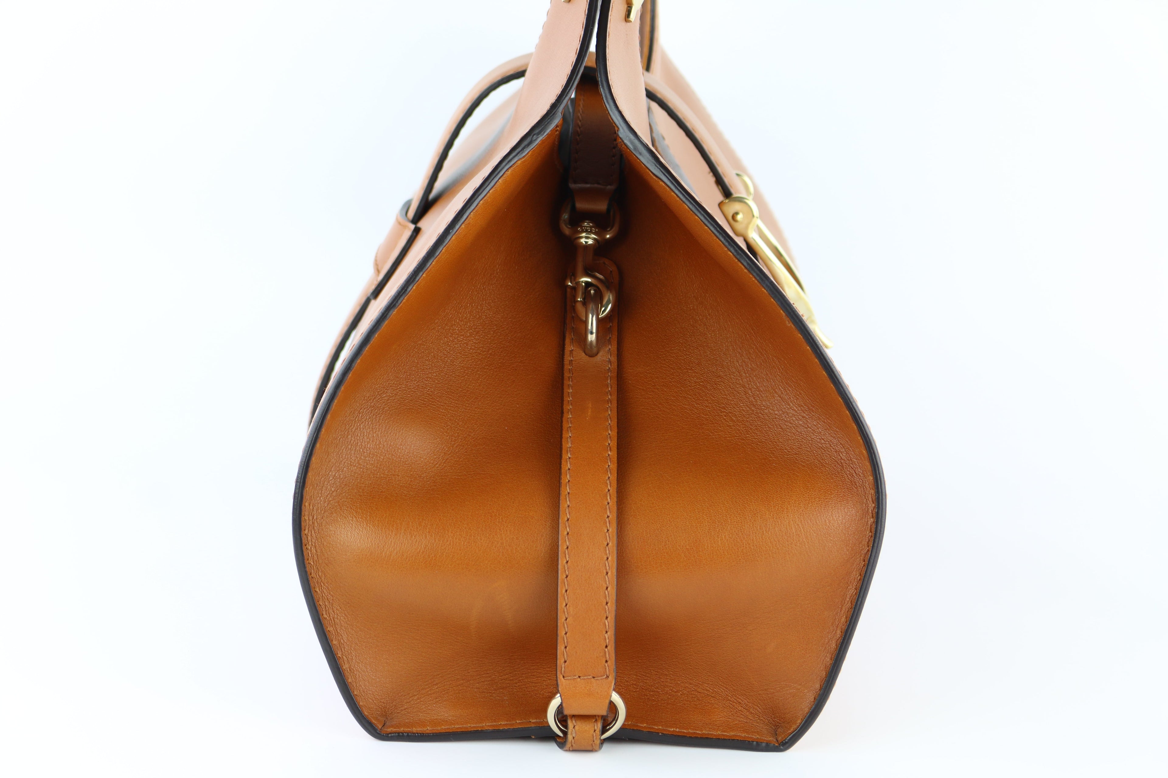 Brown Top Handle Stirrup Bag