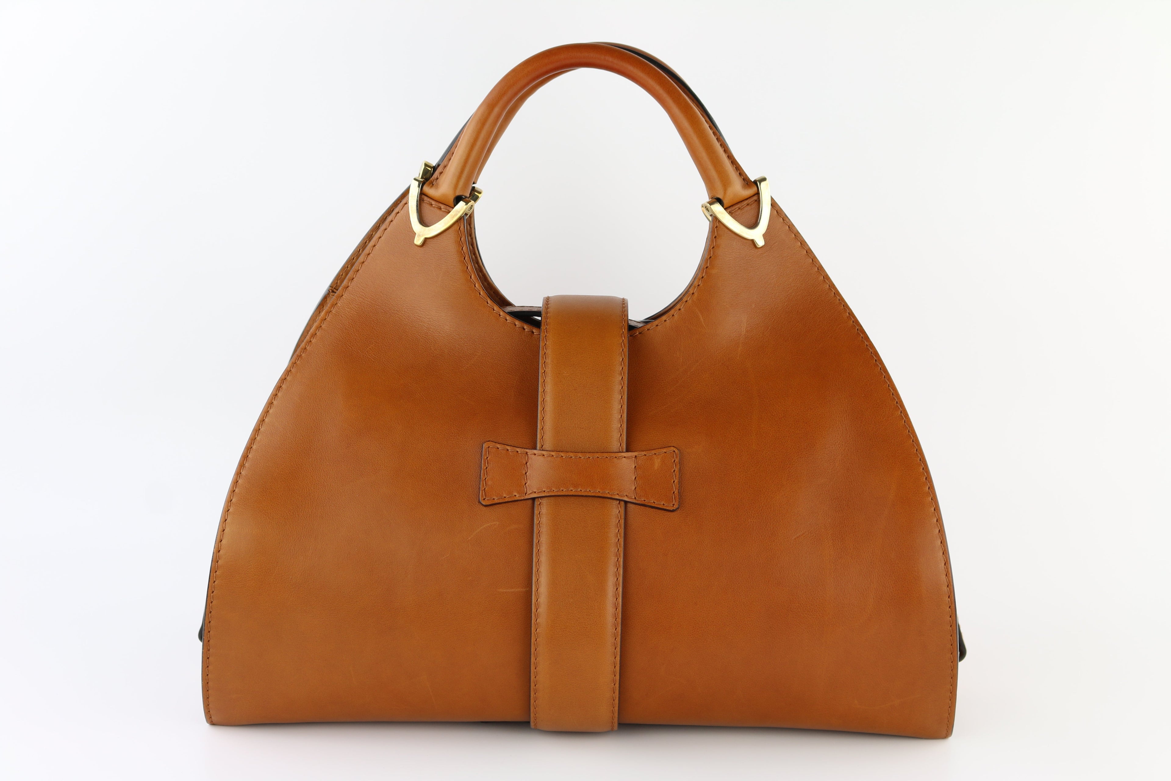 Brown Top Handle Stirrup Bag