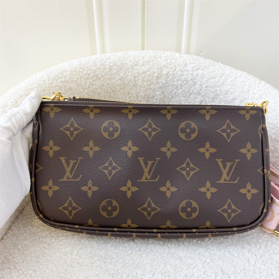 LV Multi Pochette Accessoires MPA in Monogram Canvas, Pink Strap and GHW