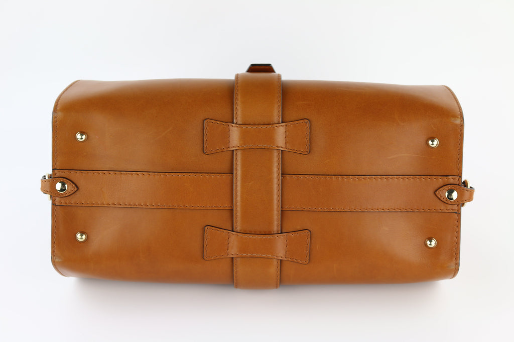 Brown Top Handle Stirrup Bag