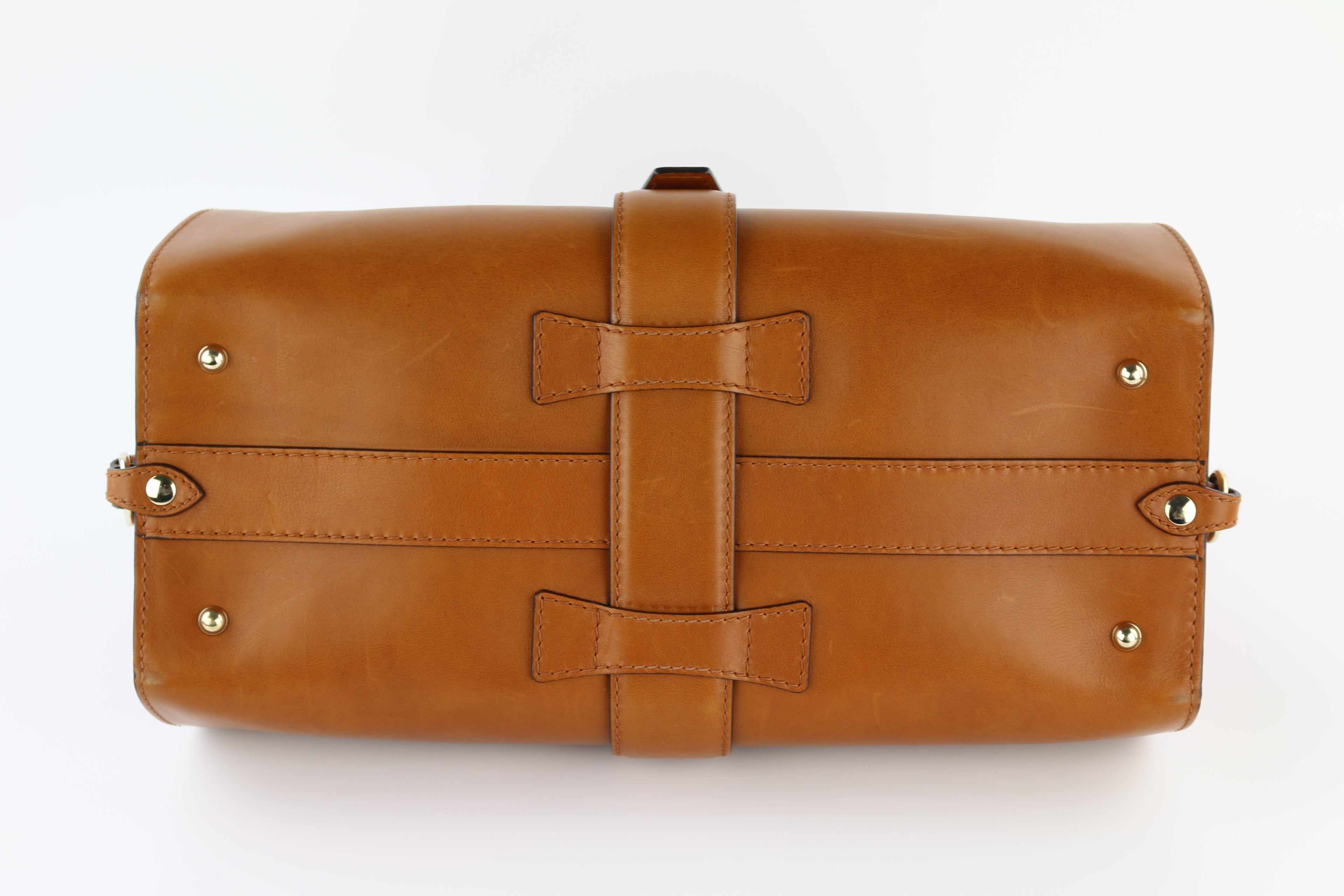Brown Top Handle Stirrup Bag