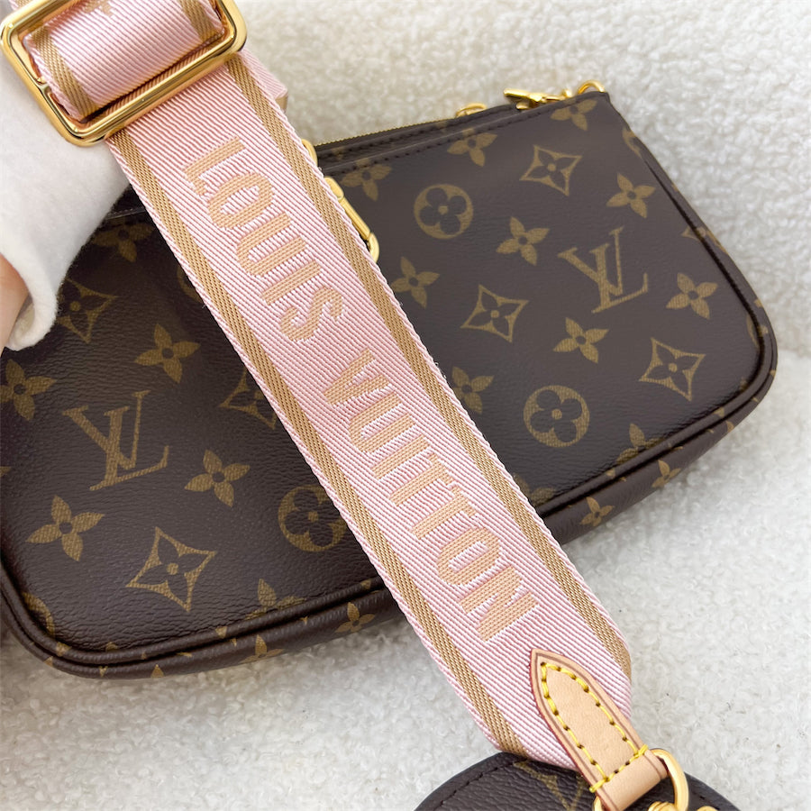 LV Multi Pochette Accessoires MPA in Monogram Canvas, Pink Strap and GHW