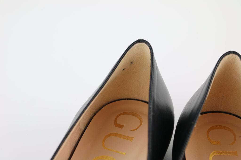 Black Malaga Kid Pointed Toe Flats 39.5