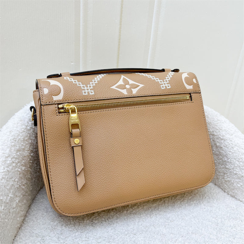 LV Giant Broderies Pochette Metis in Arizona Beige / Crème Beige Monogram Empreinte Leather and GHW