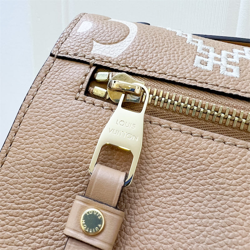 LV Giant Broderies Pochette Metis in Arizona Beige / Crème Beige Monogram Empreinte Leather and GHW