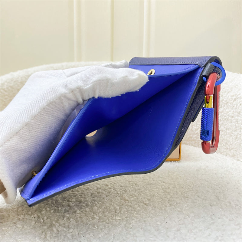 LV Kim Jones Bifold Compact Wallet in Monogram Canvas and Dark Blue Leather
