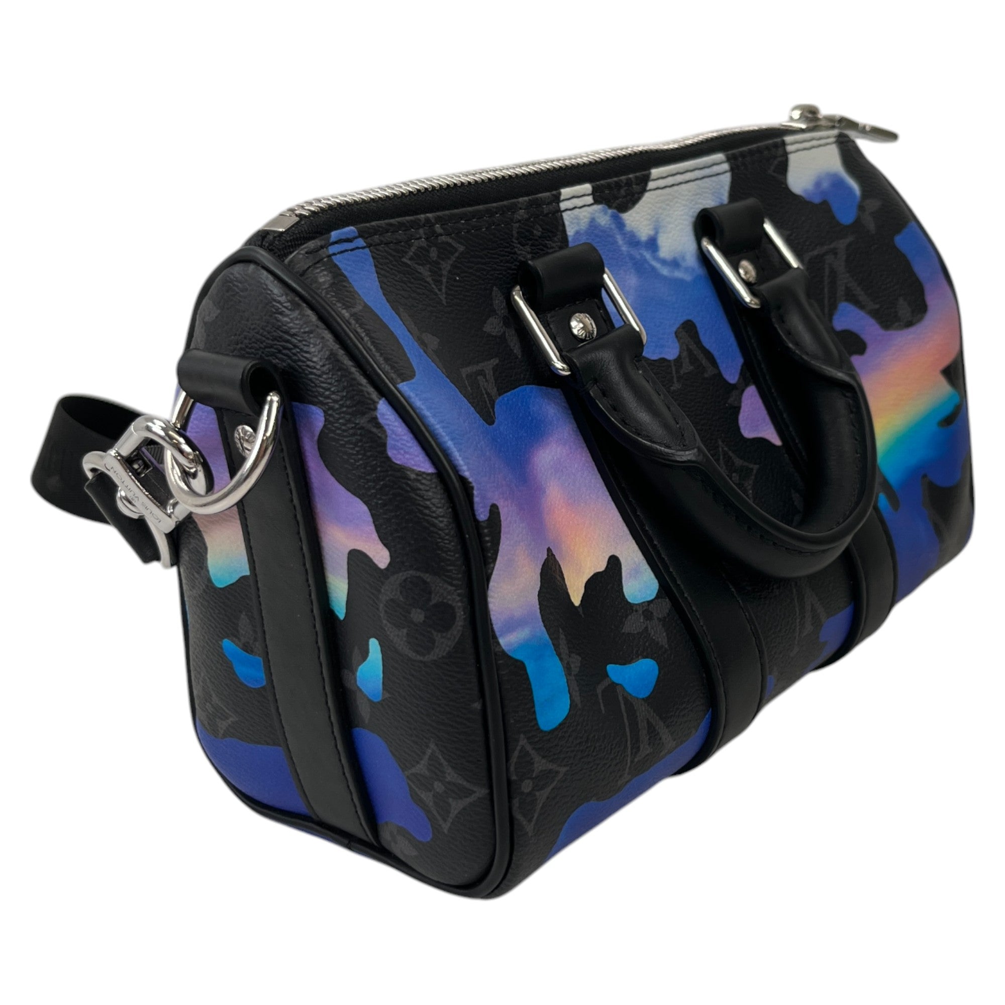 Men's Keepall Bandouliere 25 Monogram Eclipse Sunset Bag Black