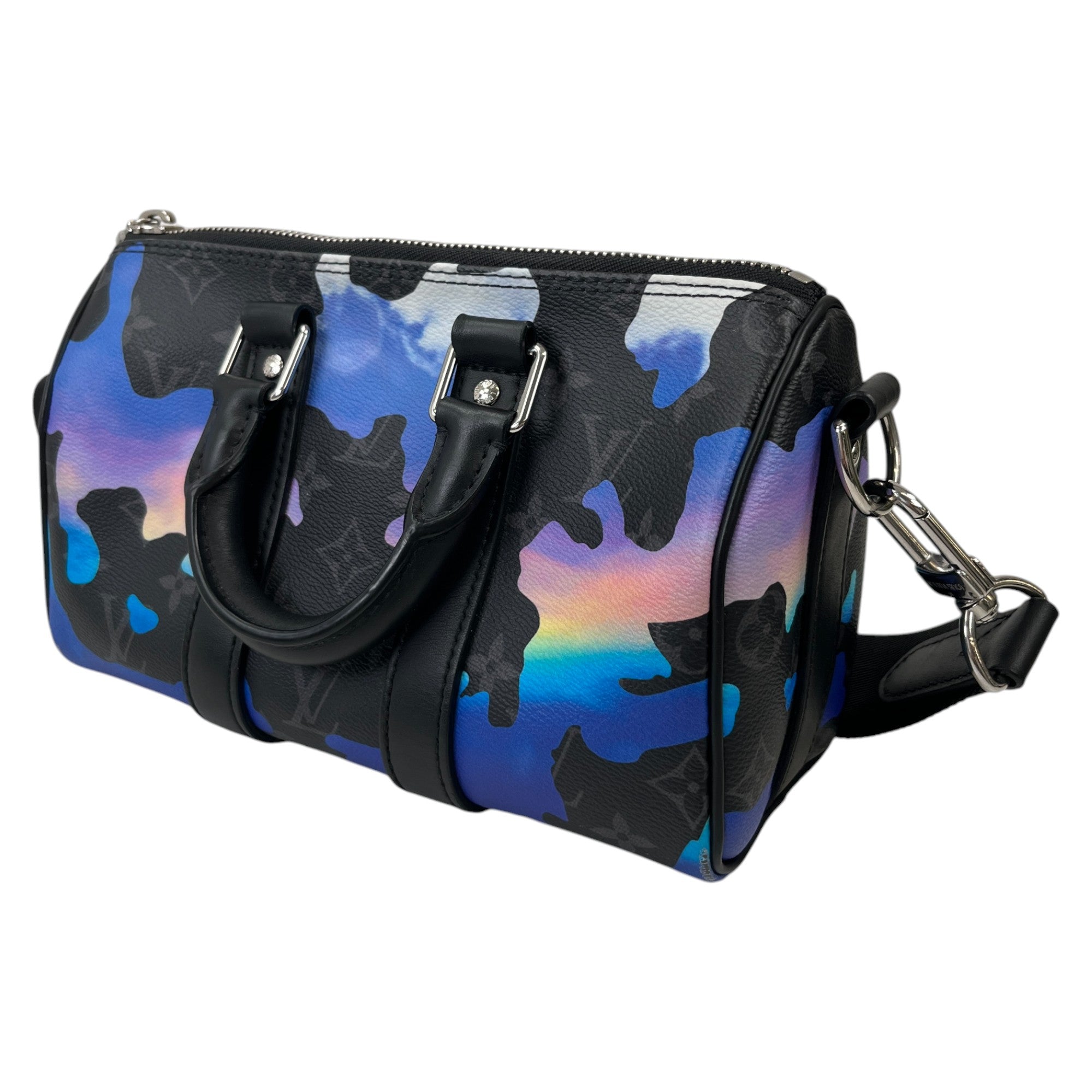 Men's Keepall Bandouliere 25 Monogram Eclipse Sunset Bag Black