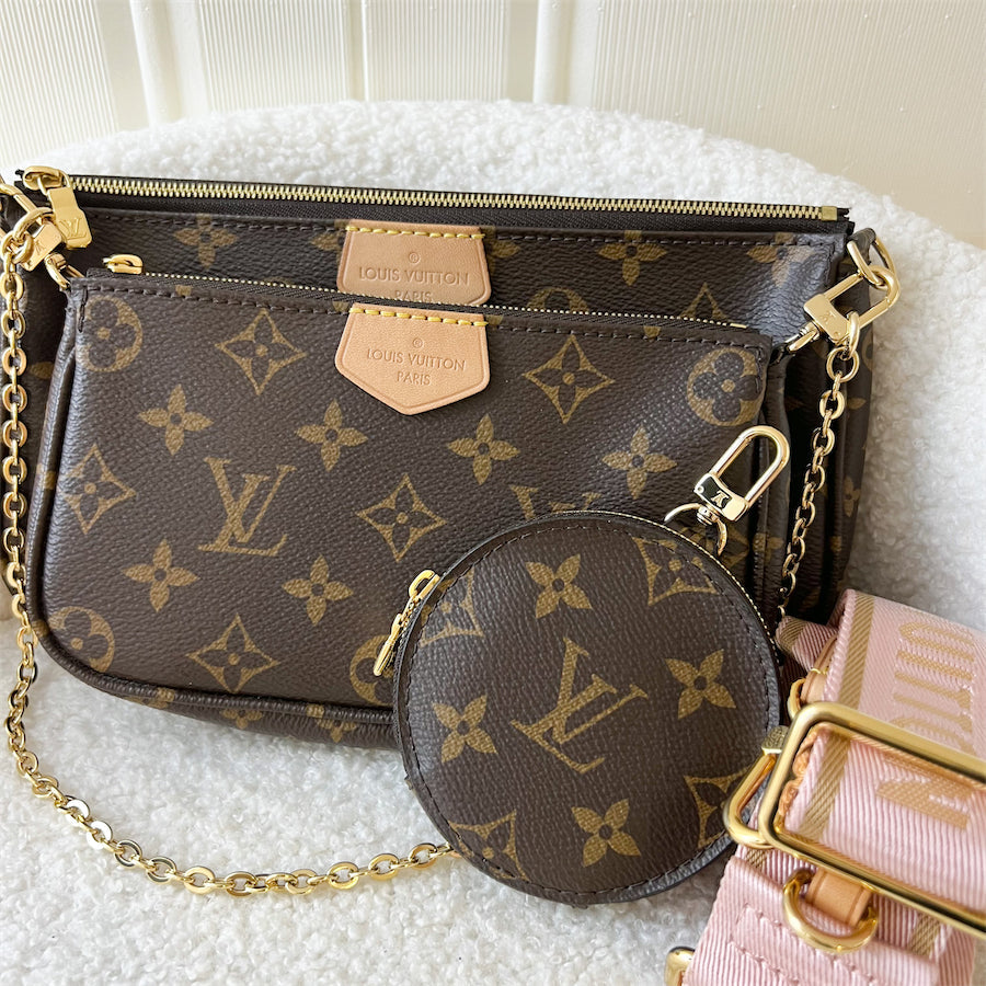 LV Multi Pochette Accessoires MPA in Monogram Canvas, Pink Strap and GHW