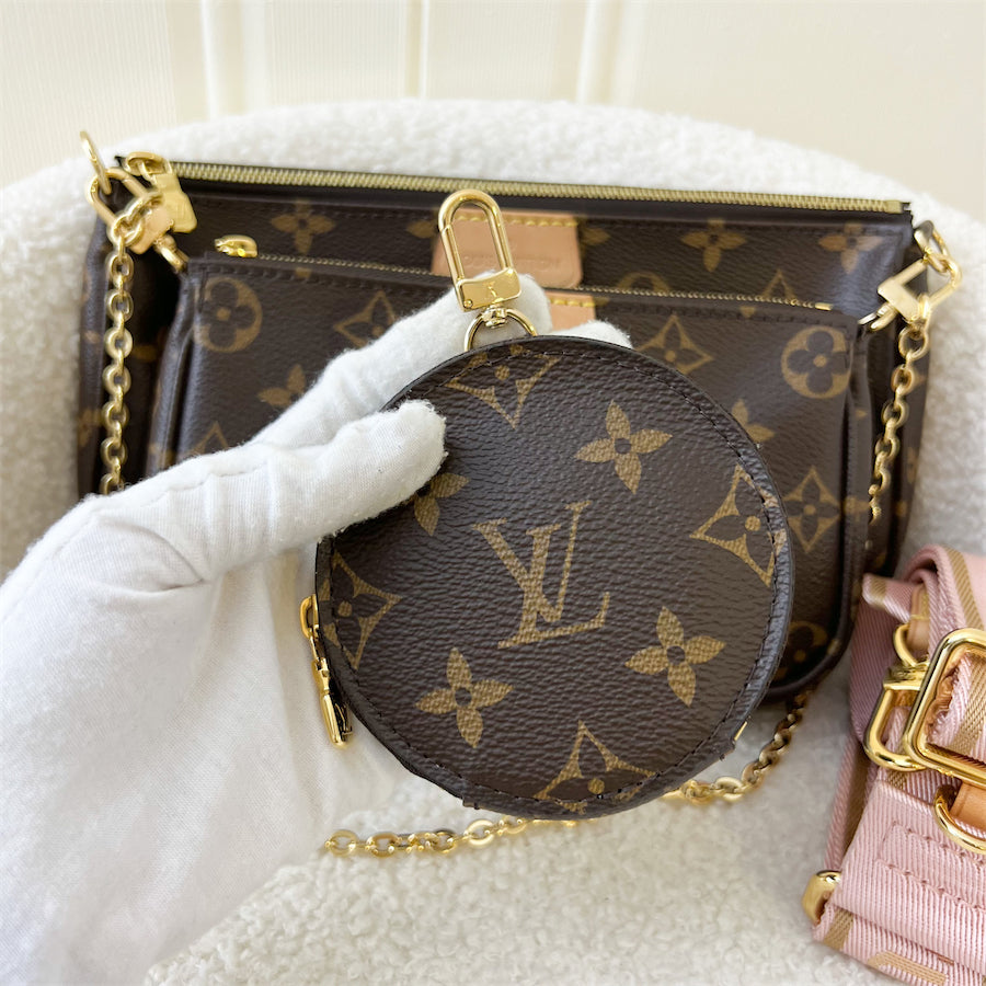 LV Multi Pochette Accessoires MPA in Monogram Canvas, Pink Strap and GHW