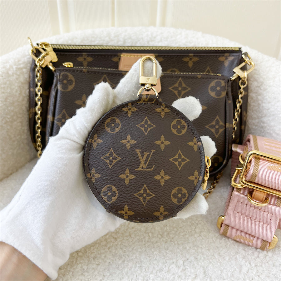 LV Multi Pochette Accessoires MPA in Monogram Canvas, Pink Strap and GHW