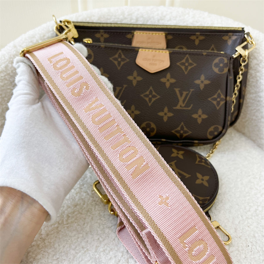 LV Multi Pochette Accessoires MPA in Monogram Canvas, Pink Strap and GHW