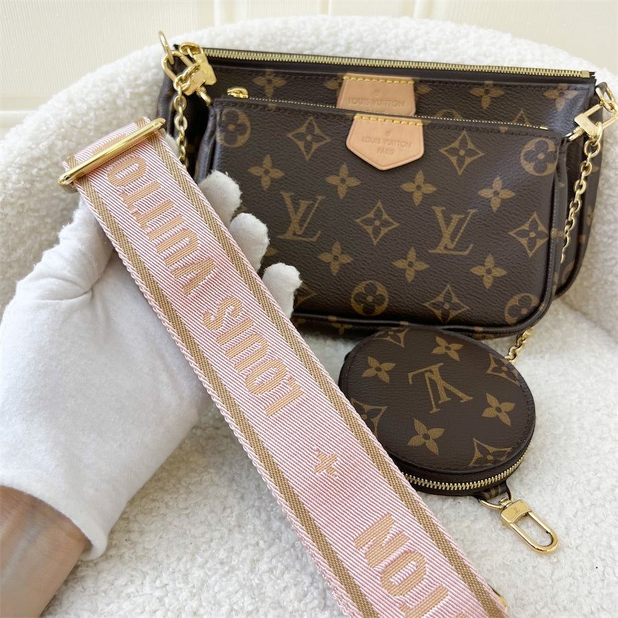 LV Multi Pochette Accessoires MPA in Monogram Canvas, Pink Strap and GHW